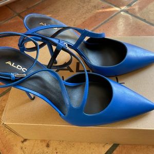 Aldo mule stilettos heels 9 blue, new in box